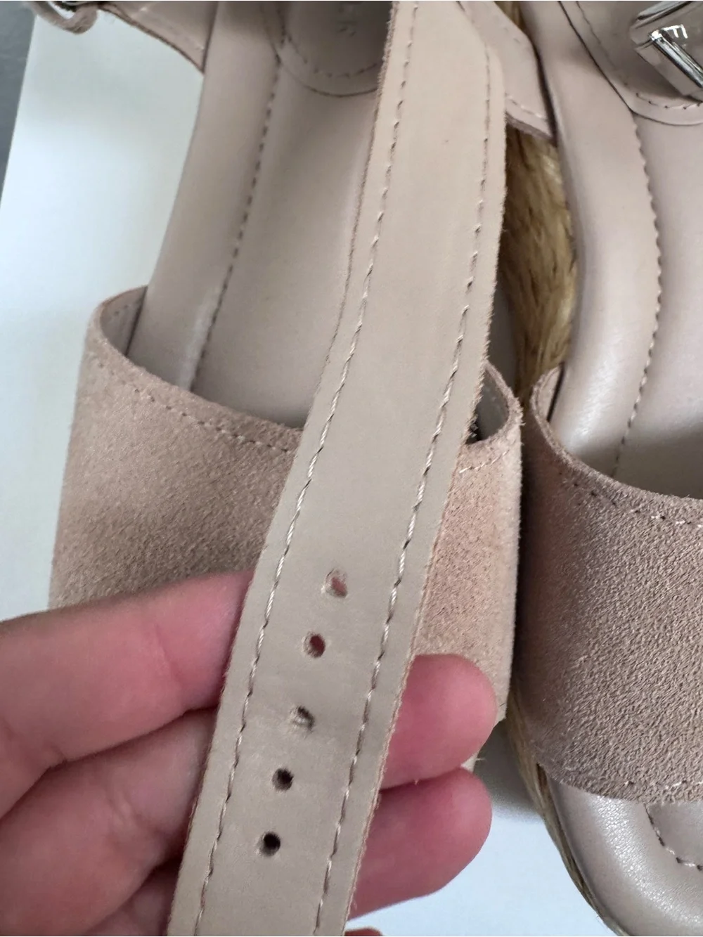 Marc Fisher Nude Platform Espadrilles Sandal With Ankle Strap Perfect Summer